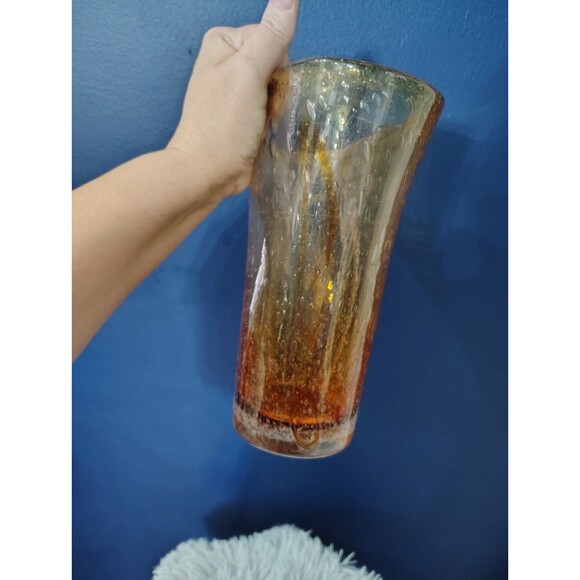Amber Bubble Glass Vase by Creative Artisans, hand blown. - Picture 6 of 6